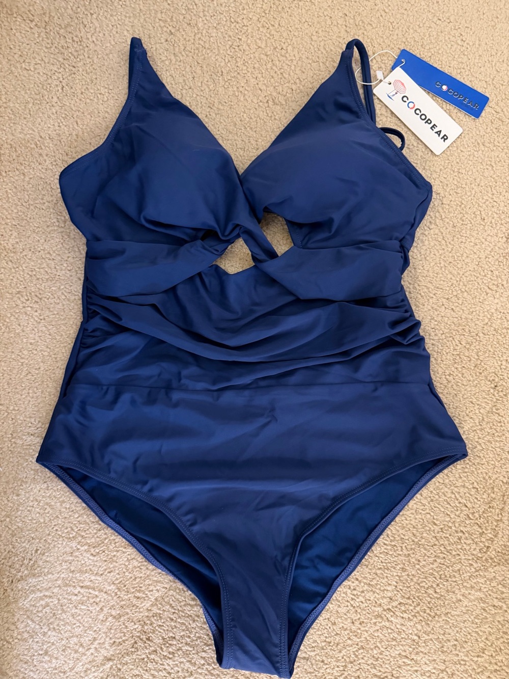 CocoPear Navy One-Piece Twisted Front Swimsuit